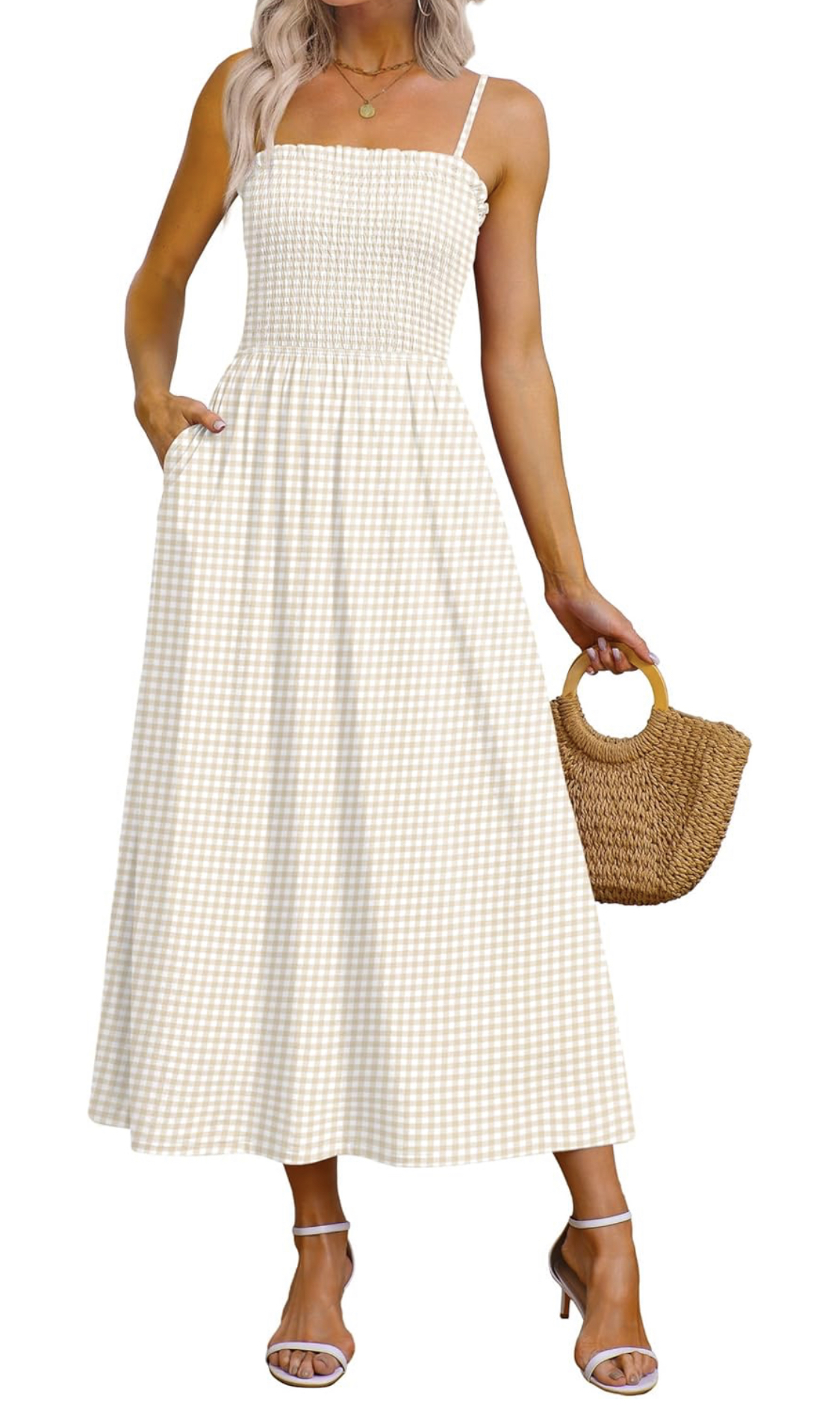 Sand Gingham Sundress